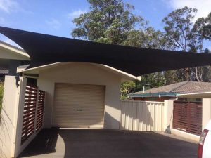 Garage Shade Sails Out the Front of a House In Coffs Harbour, NSW