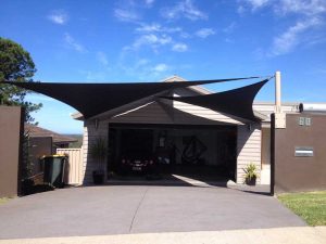 Garage Shade Sails on a House In Coffs Harbour, NSW