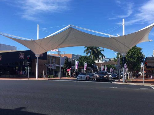 Shade Sail covering lights at a coffs harbour car intersection